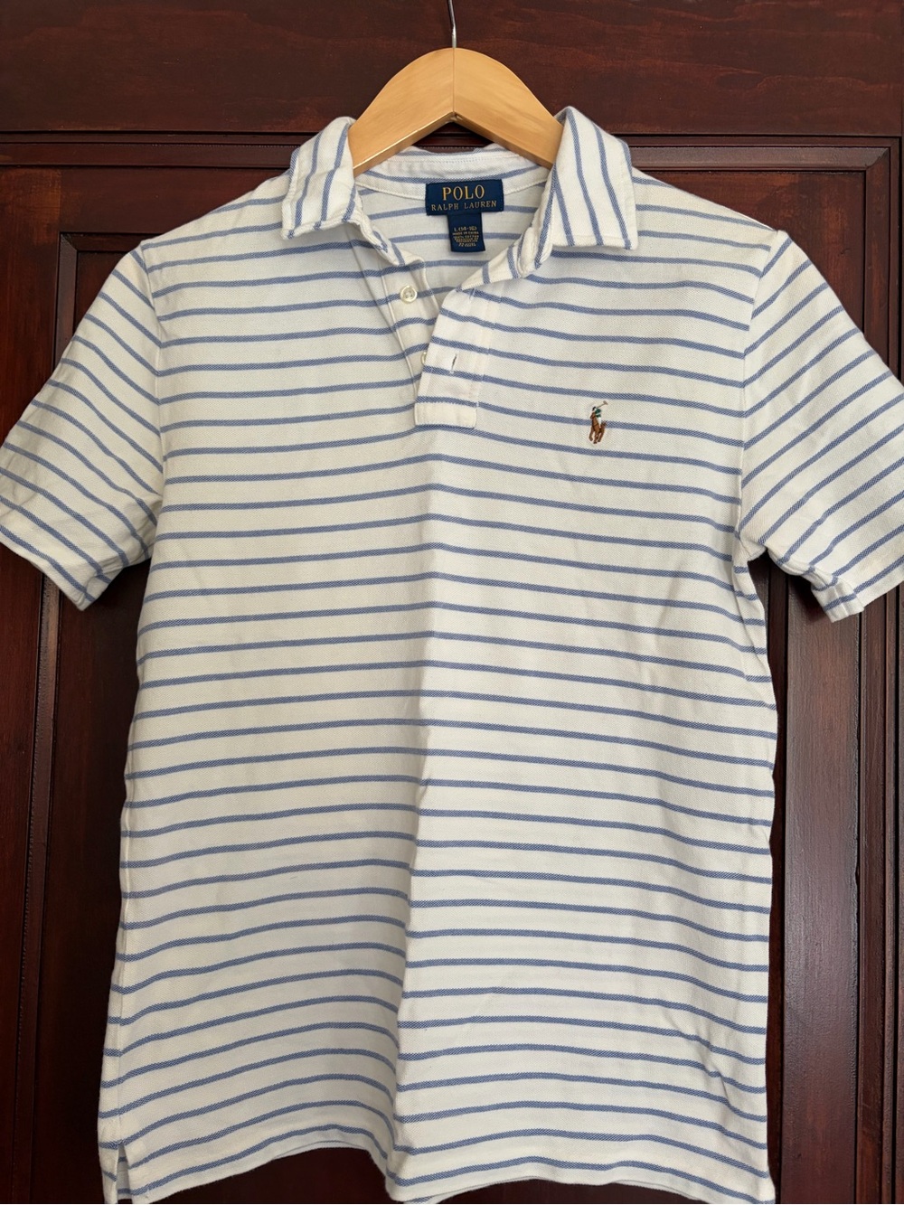 Polo by Ralph Lauren White & Light Blue Striped Polo Shirt